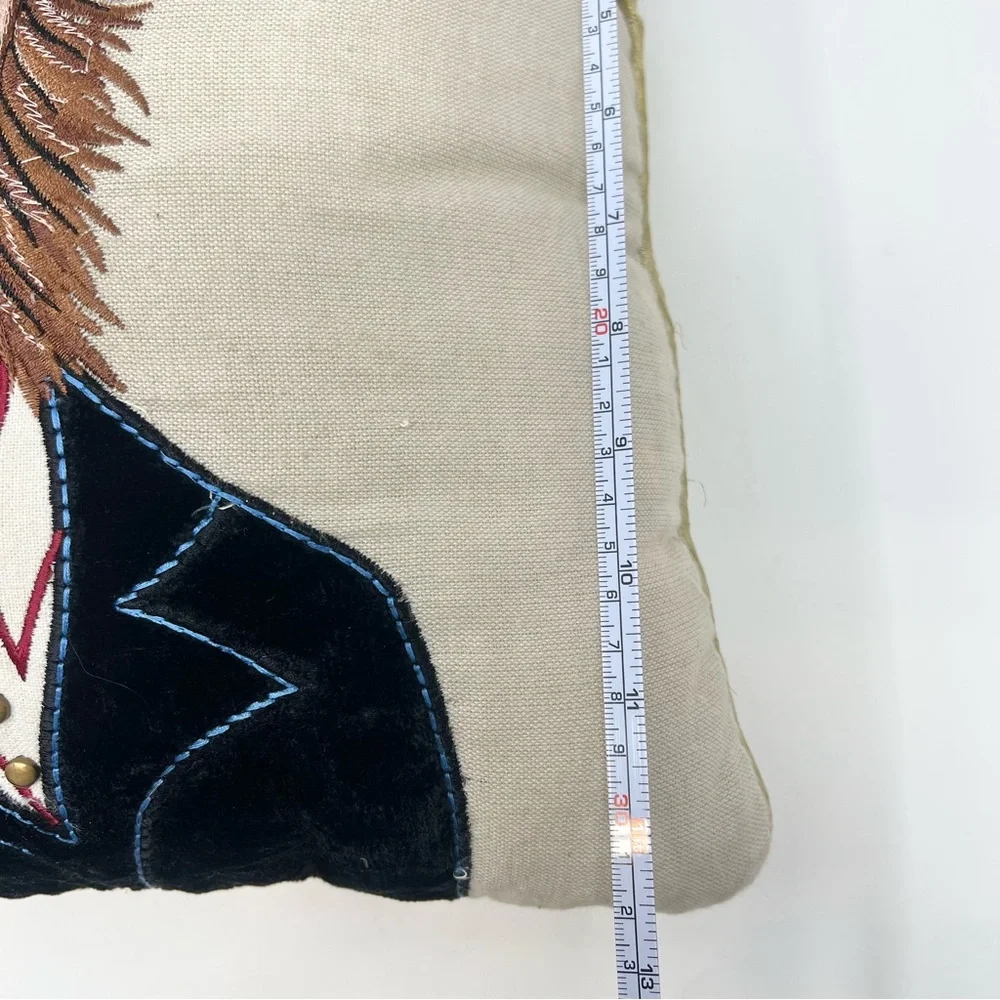 Pier 1 Embroidered Dapper Dog Accent Pillow Whimsical Fun Red Hat Velvet Jacket